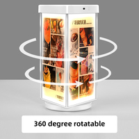 Carte de Table lumineuse rotative à trois côtés barre Rechargeable haut de gamme menu liste de prix affichage publicité de marque à changement de couleur