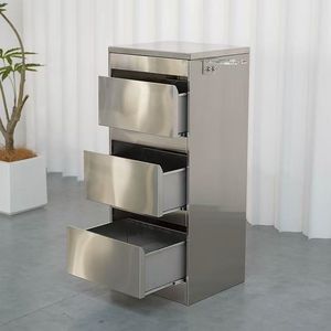 Carrito de Salón de Acero Inoxidable DM con 3 Cajones, Diseño Minimalista, Mueble Comercial Resistente - Product Image 2