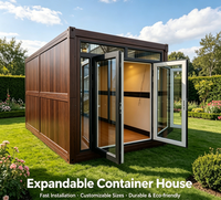 Maison conteneur pliable de 20 pieds avec porte vitrée, unité modulaire de type boîte, bâtiment préfabriqué mobile, espace de vie temporaire