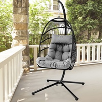 Fauteuil suspendu moderne en fer et PP, chaise suspendue avec support pivotant, capacité de 350 lb, pour balcon, chambre, intérieur, patio