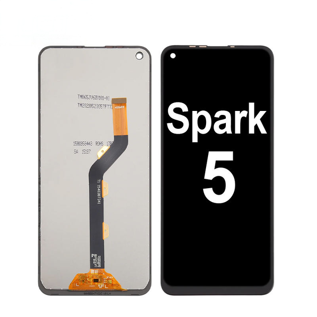 For Tecno Spark 5 Complete Mobile Phone Assembly 6.6" OEM Screen with 3 Years Warranty Black