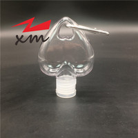 Botella de desinfectante de manos con tapa abatible, PETG, con llavero, diseño de corazón, 50 ml, botella con mosquetón