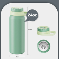 Bouteille d'eau isotherme en acier inoxydable 304 de 24/32 oz avec logo couleur personnalisé, couvercle et poignée, pour voyage