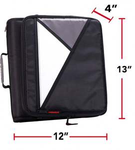 Échantillon gratuit BSCI Classeur à fermeture éclair de 3 pouces à 3 anneaux avec plusieurs poches Peut contenir jusqu'à 700 feuilles pour le bureau et l'école - Product Image 2