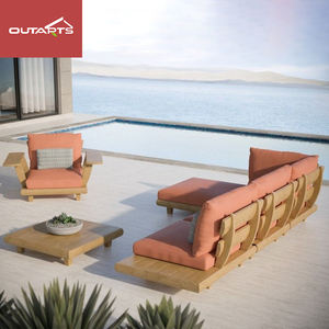 خشب الساج الحديث المقاوم للماء مع وسادادات غرفة المعيشة بفندق فناء مقطعي على شكل حرف L - Product Image 6