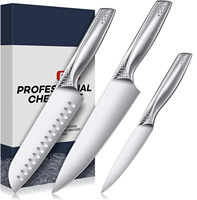Yüksek Karbonlu 5Cr15mov Japon Bıçak Seti Premium Oyuk Saplı Mutfak Şef Santoku Bıçak Seti Kutulu