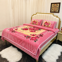 Lot de 4 pièces de couvertures Raschel d'hiver en gros, ensemble de literie, couverture en peluche, drap plat, taies d'oreiller – En stock