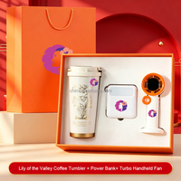 Set de Regalo Promocional Personalizado para Ferias Comerciales: Ventilador Turbo, Taza y Batería Externa con Cable para Eventos Empresariales y Promoción de Marca