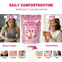 Teh Herbal Alami Mawar Raspberry untuk Kesehatan Hormonal Wanita, Kantong Teh Piramid untuk Kulit Bercahaya