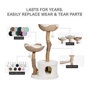 الخشب الصلب القط تسلق لعبة منزل خشبي القط شجرة خربشة أثاث - Product Image 6