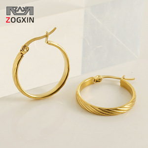 ZOGXIN Gold Hoop Earrings Geometric Round Shape For Women Gift Jewelry - Product Image 1