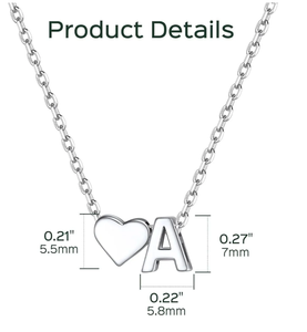Collar Personalizado con Inicial y Corazón <span class=keywords><strong>de</strong></span> Acero Inoxidable, Impermeable, con Colgante <span class=keywords><strong>de</strong></span> Letra para Uso Diario, Joyería <span class=keywords><strong>de</strong></span> Moda para Combinar - Product Image 4