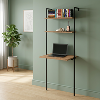 Bureau de travail moderne en métal - Bureau d'ordinateur portable pour la maison, l'étude et l'écriture avec surface en bois