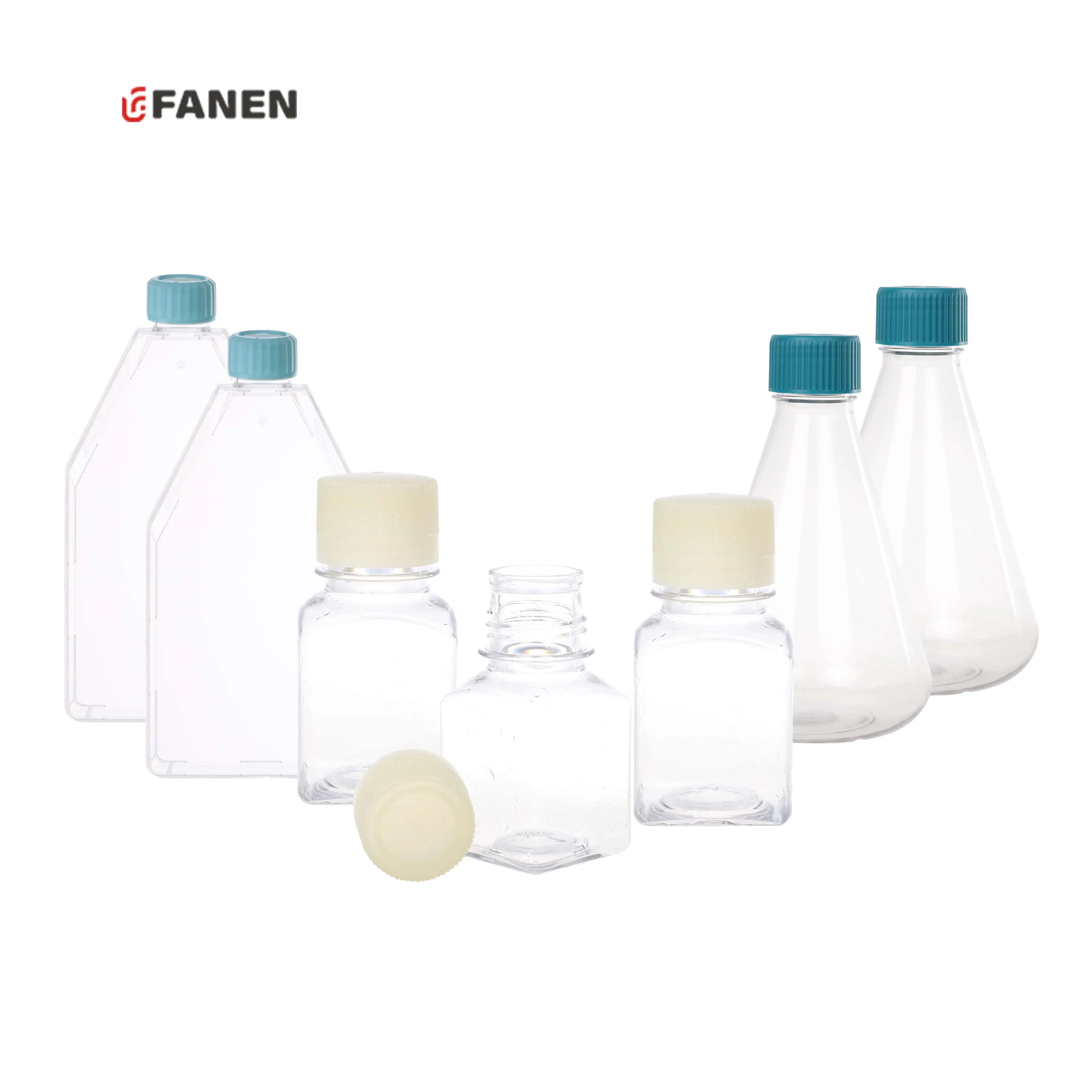 Fanen rnase miễn phí trong suốt tiệt trùng thuốc thử chai 500ml 30ml 50ml 125ml 250ml phòng thí nghiệm nhựa PET phương tiện truyền thông chai