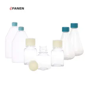 Fanen Rnase Free Botella de reactivo esterilizada transparente 500ml 30ml 50ml 125ml 250ml Botella de medios de plástico PET de laboratorio