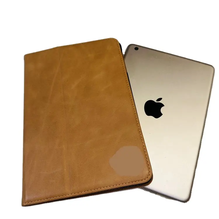 Luxury oiled wax Genuine Leather Smart Tablet Cover Case For iPad Mini 5