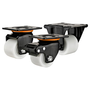 גלגל ניילון לבן 2 2.5 3 אינץ' עמיד במיוחד, פרופיל נמוך, 83x60 מ\\\"מ, מיסב כדורי, תושבת סטנדרטית לעגלת יד - Product Image 3