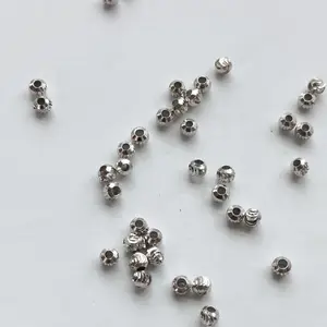 Toptan takı aksesuarları bulguları S925 ayar gümüş 3 mm çiçek topu septum boncuk altın kaplama boncuk takı yapımı için