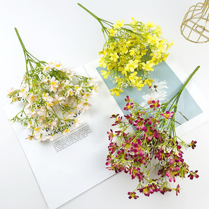 Bouquet artificiel de Daphné et de Gypsophile 35cm, fleurs en soie, décoration intérieure, accessoires de mariage, orange, jaune, rose, blanc - Product Image 2
