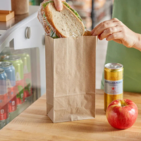 Sacs alimentaires écologiques classiques en papier kraft brun pour boulangerie, pain, biscuits, sandwichs, snacks, fond plat, vente en gros