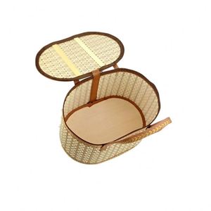 Customizable Oval Rustic Mooncake <b>Folding</b> Bamboo Woven <b>Storage</b> Basket Dazha Crab Zongzi Gift <b>Box</b> - Product Image 3