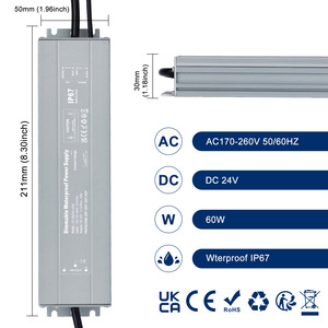 Triac Dimmable không thấm nước cung cấp điện 100V đến 260V AC 60W 300 12V 24V DC TRIAC mờ điện áp không đổi dẫn lái xe - Product Image 3
