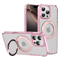 Coque de protection antichoc et anti-chute en TPU translucide magnétique avec béquille rotative à 360° et protection anti-rayures