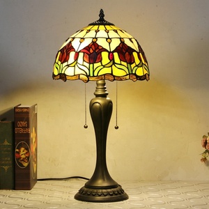 Longhuijing Wholesale 12-Inch Baroque Dome Stained Glass Tiffany Style LED <b>Table</b> <b>Lamp</b> with Resin <b>Base</b> Simple & Flexible Design - Product Image 5