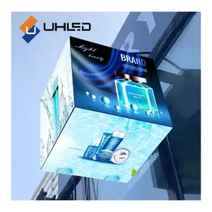 Ngoài trời LED Cube Hiển thị năng động bức tường video không thấm nước HD Cube Màn hình hiển thị p2.5mm 320*320*320 mét 4-bên màn hình