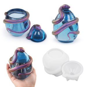 DM1142 DIY Snake <strong>Egg</strong> Shaped Concrete Candle Jar Silicone <strong>Mold</strong> 3D Gypsum Resin Jewelry Storage Box With Lids Vessel <strong>Molds</strong> - Product Image 3