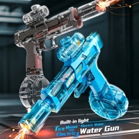 Pistolet à eau électrique, jouet d'été pour la plage, les sports de plein air, les fêtes, pistolet à eau électrique miniature puissant en plastique vert transparent, léger