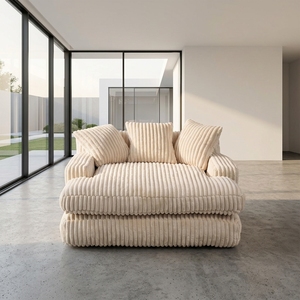 <span class=keywords><strong>Chaise</strong></span> <span class=keywords><strong>longue</strong></span> ottoman en tissu velours côtelé surdimensionné, confortable, avec assise épaisse, fauteuil inclinable, canapé pour chambre à coucher - Product Image 2
