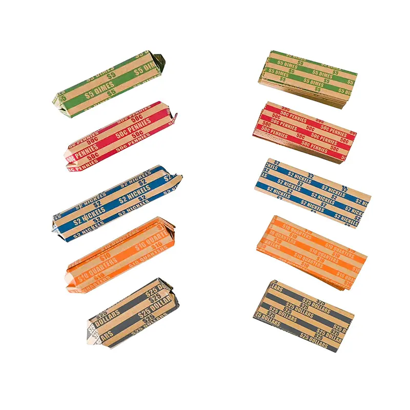 Involucri di carta Kraft preformati con monete personalizzate per impieghi gravosi avvolge un'estremità crimpata per l'imballaggio di monete