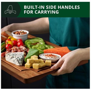 Bộ 3 thớt gỗ tre với nhà bếp rãnh nước sâu phục vụ thớt đặt với tay cầm bên - Product Image 6