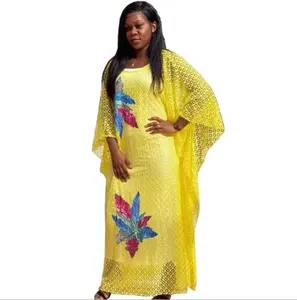 H & D Gaun Abaya Afrika Wanita, Gaun Panjang Renda Dashiki Ukuran Besar