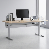 Bureau debout électrique à colonne de levage ronde 2DF3, hauteur réglable, table de bureau automatique avec plateau pour câbles et pince pour écran