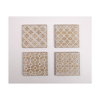 Neture OT082 Ensemble de 4 tapis et sous-plats carrés en bois gravé motif brique, design classique, écologiques et antidérapants pour la table à manger