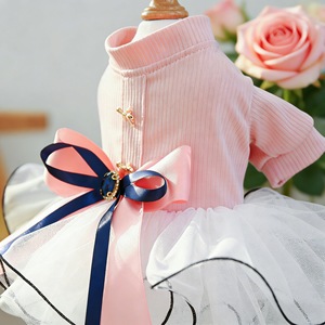 Vestido de princesa para mascotas, para perros y gatos, falda de poliéster rosa y gris, para las cuatro estaciones - Product Image 3