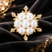 Broches florales vintage de luxe unisexe, perles, strass, cristal, flocon de neige, cadeau de mariage, élégant, chic, alliage de zinc plaqué or