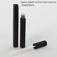 Carré rayé noir satin 2g mince tube lèvre glaçure tube brillant à lèvres bouteille emballage personnalisé noir mat sensation main peinture