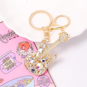 Atacado: Pingente de Guitarra de Cristal Artesanal em Liga Metálica, Mini Instrumento Musical, Pingente para Bolsa, Chaveiro, Moda - Product Image 2
