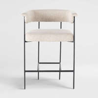 Tabourets de bar en bouclette de lin de haute qualité au design moderne, avec cadre en métal