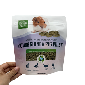 Sachet refermable souple mat personnalisé avec fermeture éclair pour l'emballage de granulés d'aliments pour jeunes cochons d'Inde - Product Image 1