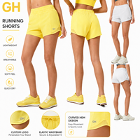 Shorts de course amples à cordon de serrage pour femme avec logo personnalisé GH, séchage rapide, doublure intégrée, taille haute, pour fitness et yoga