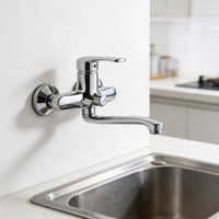 Robinet de cuisine mural moderne en alliage de zinc, mitigeur monocommande céramique eau chaude/froide pour hôtel et maison
