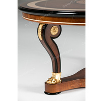 Table basse élégante classique européenne en bois de bouleau sculptée à la main Table centrale ronde pour meubles de salon