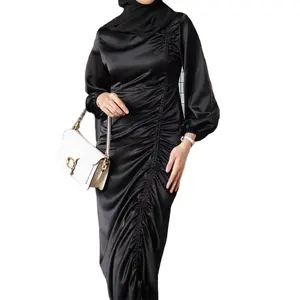 Plain solid color muslim ladies modern turkish stacked full burqa dress designs