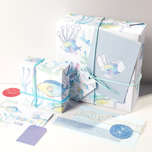 Wholesale 80g <b>Birthday</b> Sea Art <b>Paper</b> Tissue 43*300cm Gift Luxury Custom Packaging Wrapping <b>Paper</b> Roll - Product Image 6