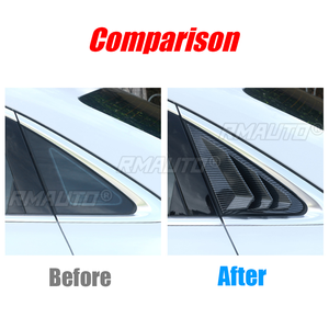 Car ABS Rear Quarter Panel <b>Window</b> Side Louvers Black Carbon Fiber Color Vent <b>Decal</b> Cover for Audi A3 8Y Sedan 2020 2021 2022 - Product Image 4