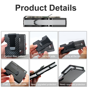 Portafoglio Sottile Minimalista per Uomo con Blocco RFID, Porta Carte in Metallo Leggero per Tasca Frontale, Portafoglio in Fibra di Carbonio con Fermasoldi - Product Image 4